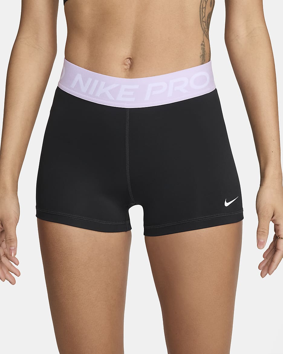 Nike Pro Women's 8cm (approx.) Shorts - Black/Lilac Bloom/White