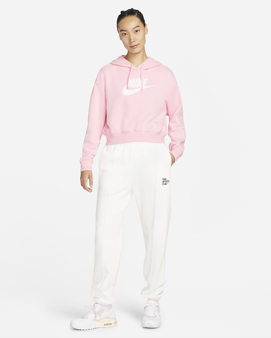 Nike Sportswear Club Fleece Women's Oversized Crop Graphic Hoodie - Medium Soft Pink/White