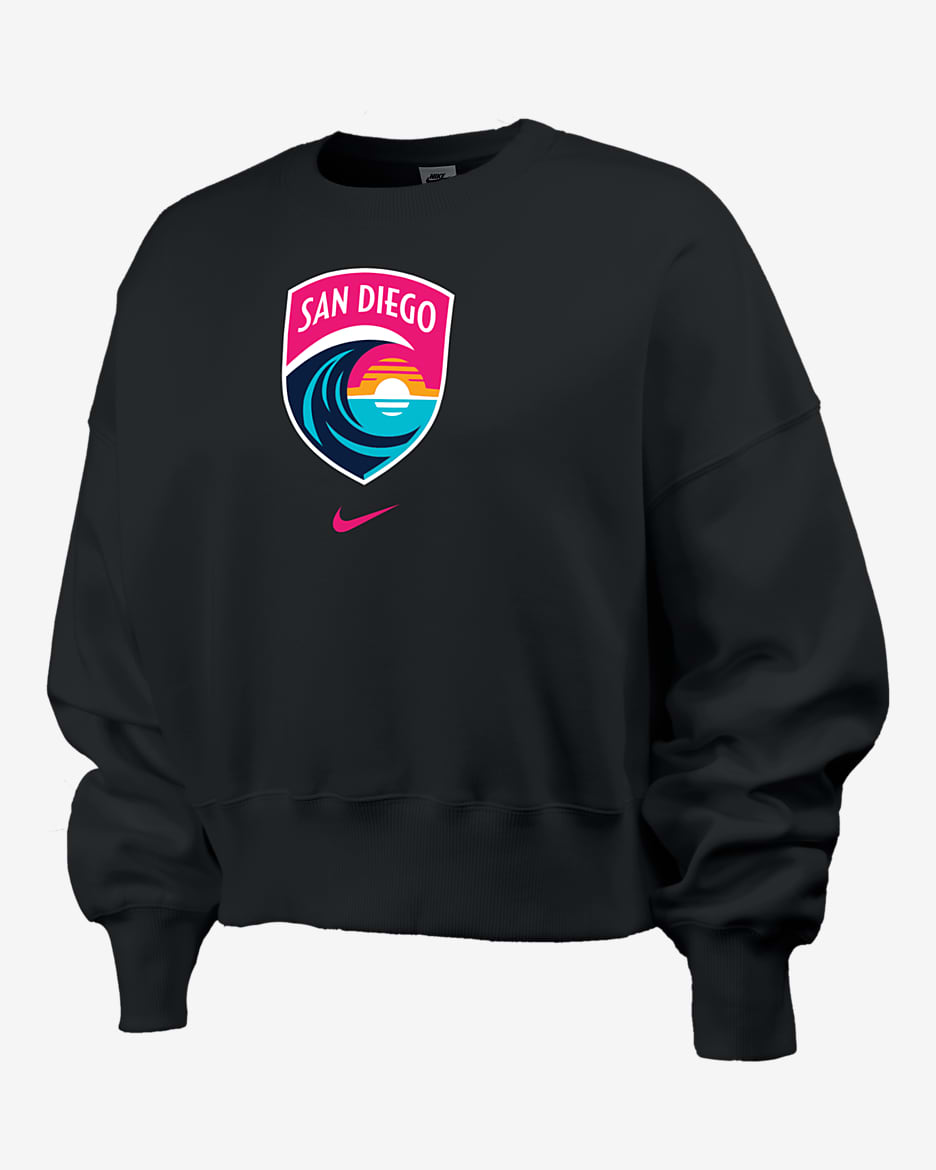 Sudadera de cuello redondo Nike de la NWSL para mujer San Diego Wave FC Phoenix Fleece - Negro