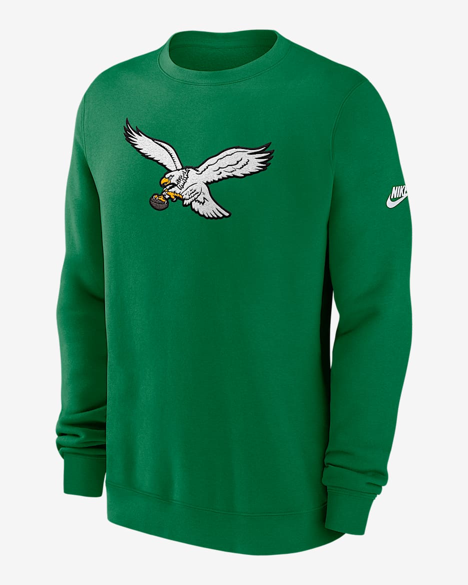Philadelphia Eagles Swing Pass Rewind Club Men's Nike NFL Pullover Crew - Pine Green