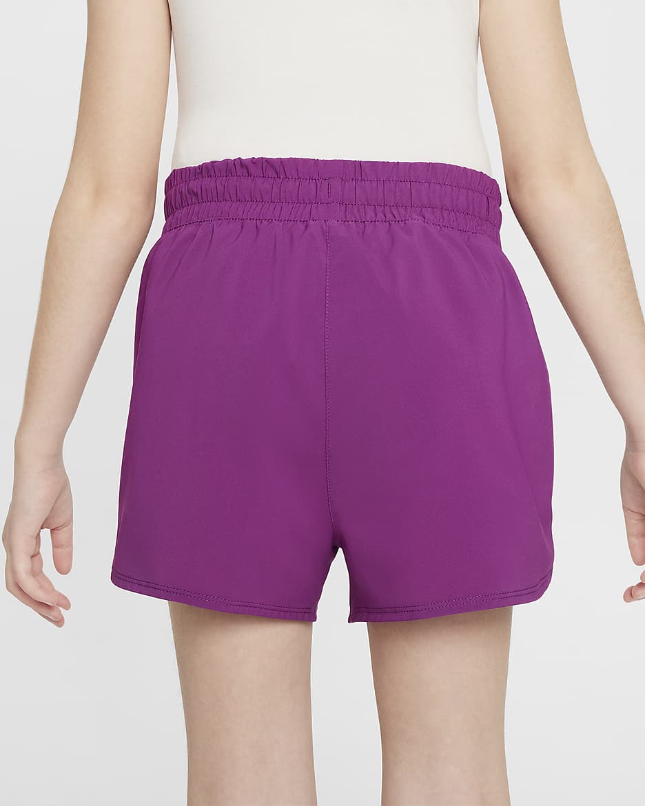 Nike One Older Kids' (Girls') Dri-FIT High-Waisted Woven Training Shorts - Viotech/White