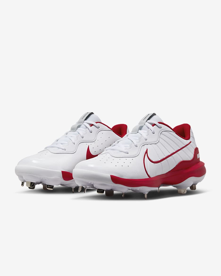 Nike Alpha Huarache Varsity 4 Low Men's Baseball Cleats - White/Pure Platinum/University Red