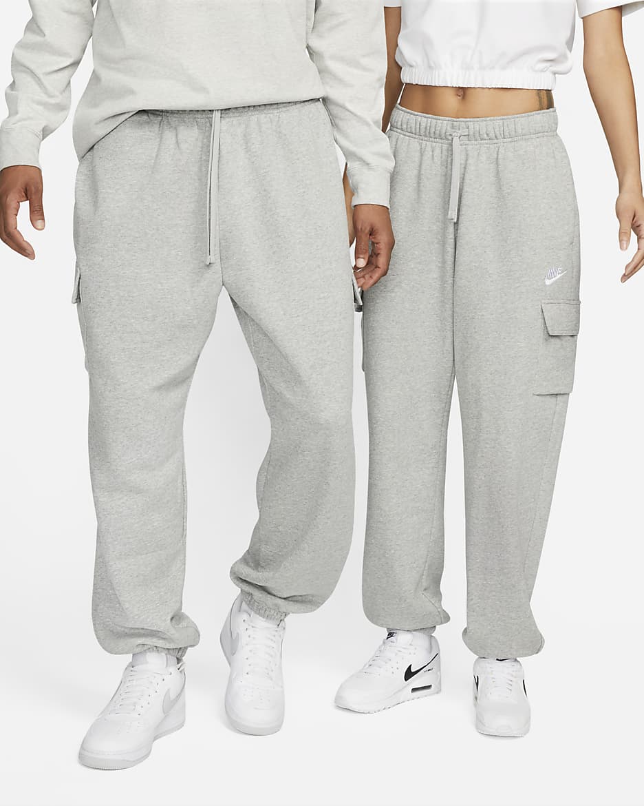 Nike Sportswear Club Fleece Women's Mid-Rise Oversized Cargo Sweatpants - Dark Grey Heather/White