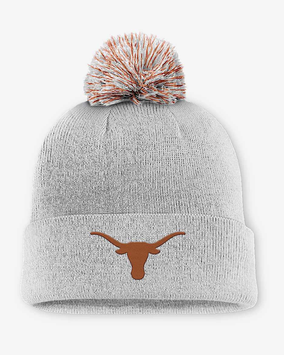 Texas Primetime Campus Toned Men's Nike College Cuffed Pom Beanie - Grey