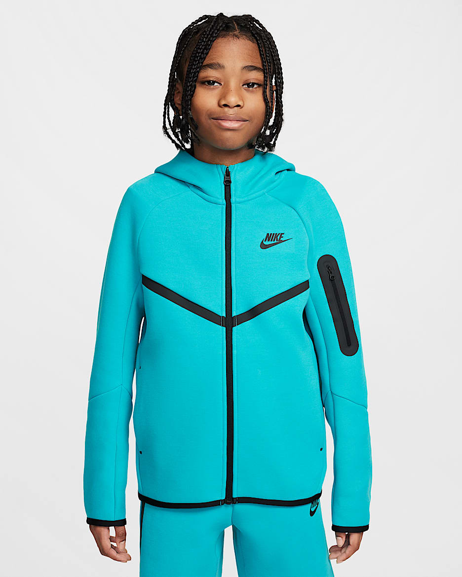 Hoodie com fecho completo Nike Sportswear Tech Fleece Júnior - Dusty Cactus/Preto/Preto