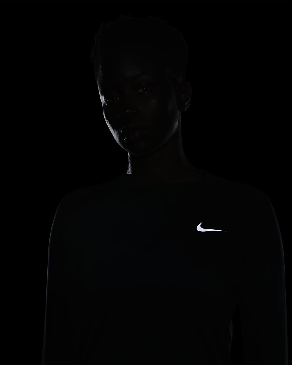 Haut de running à col ras-du-cou Nike Dri-FIT pour Femme - Noir