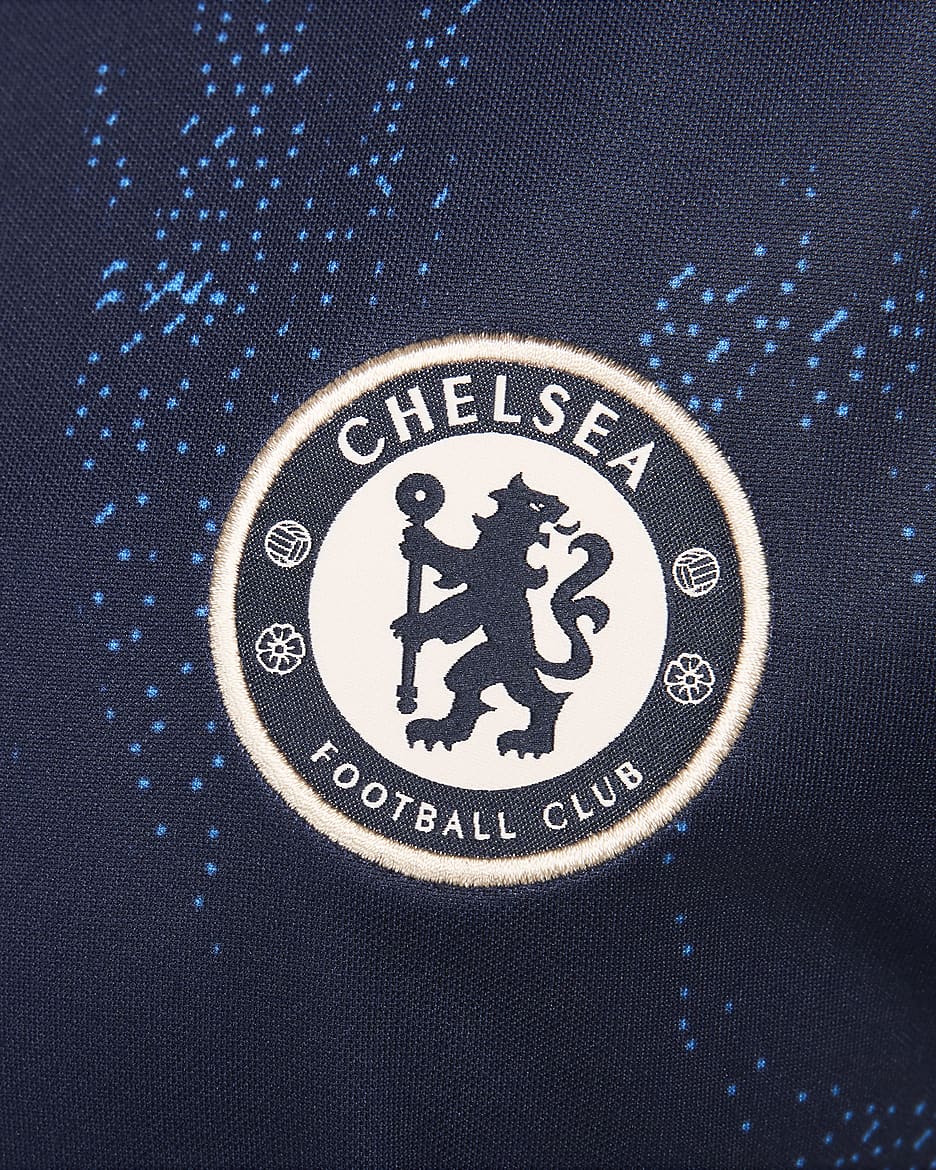 Chelsea F.C. Academy Pro Women's Nike Dri-FIT Football Short-Sleeve Pre-Match Top - Obsidian/Guava Ice