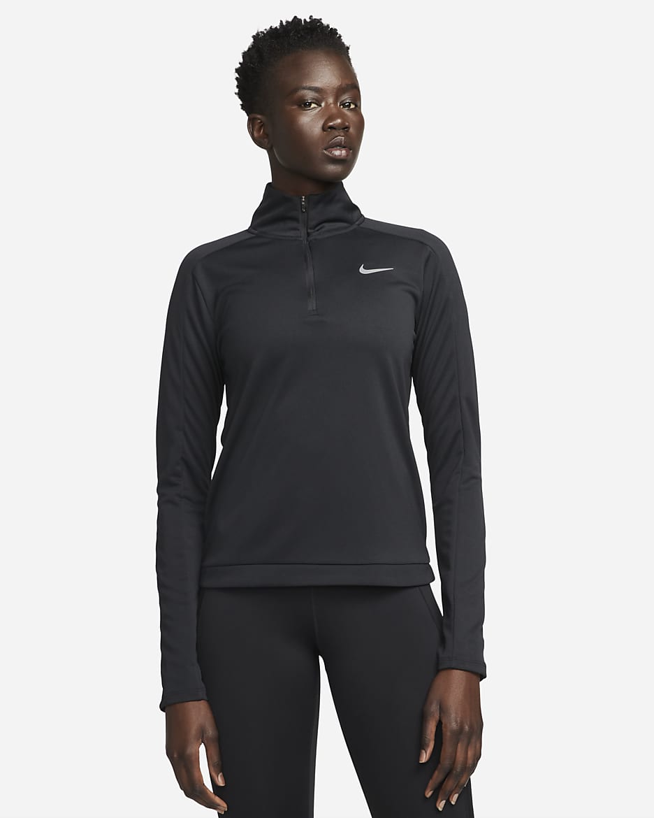 Nike Dri-FIT Pacer Damen-Pullover mit Viertelreißverschluss - Schwarz