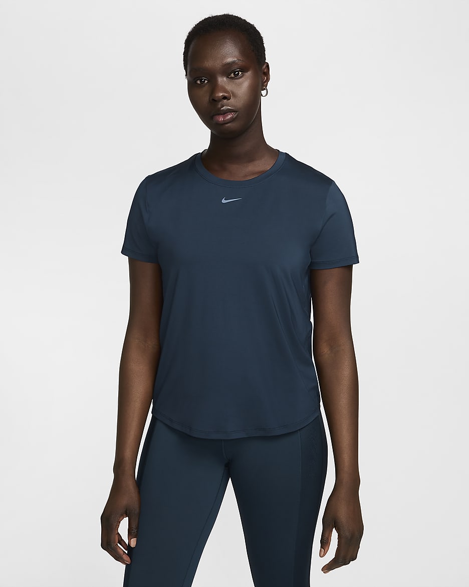 Damska koszulka z krótkim rękawem Dri-FIT Nike One Classic - Armory Navy/Czerń