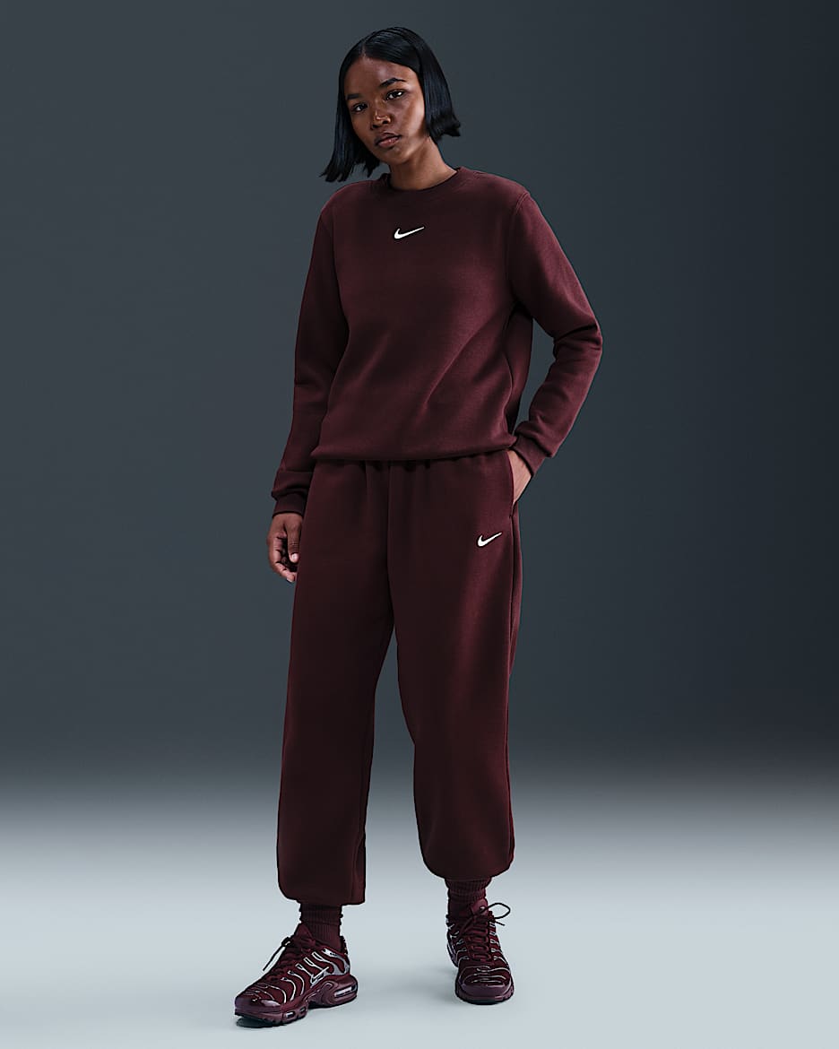 Nike Sportswear Phoenix Fleece Women's High-Waisted Oversized Sweatpants - Burgundy Crush/Sail