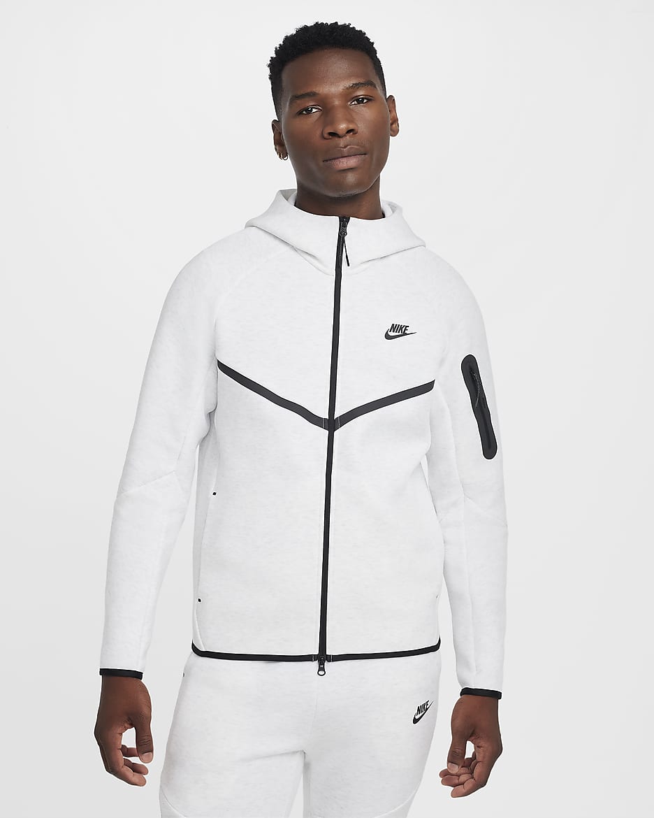 Nike Tech Men's Full-Zip Windrunner Hoodie - Birch Heather/Black