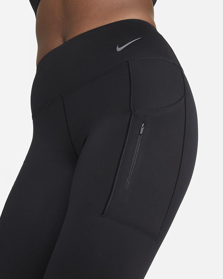 Nike Go Leggings de longitud completa, talle medio y sujeción firme con bolsillos - Mujer - Negro/Negro