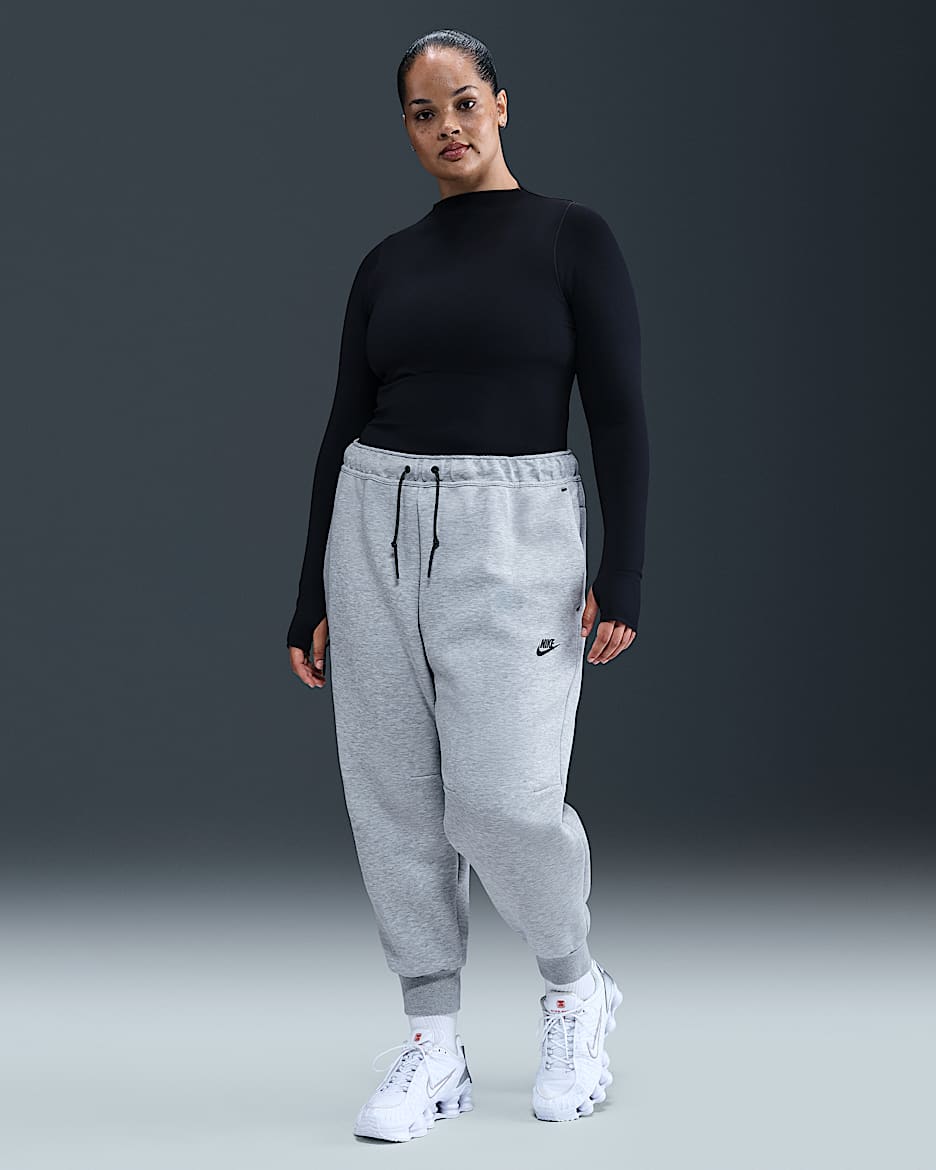 Nike Sportswear Tech Fleece Women's Mid-Rise Joggers (Plus Size) - Dark Grey Heather/Black