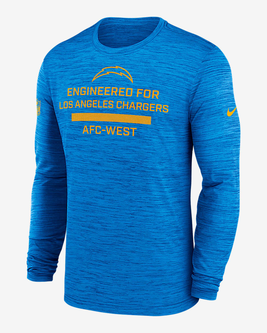 Playera de manga larga Nike Dri-FIT de la NFL para hombre Los Angeles Chargers Sideline Team Issue Velocity - Azul