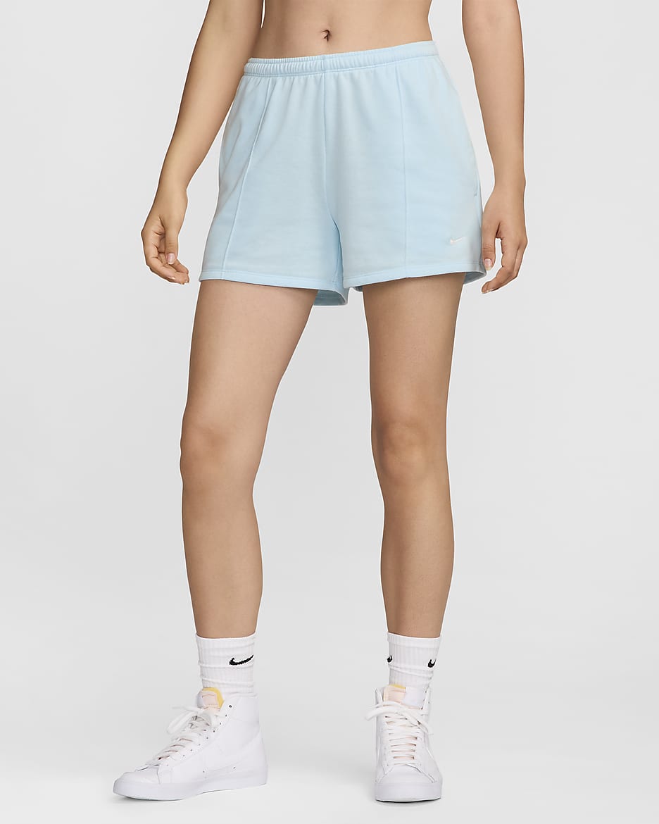 Nike Sportswear Chill Terry Women's Mid-Rise 10cm (approx.) French Terry Shorts - Glacier Blue/Sail