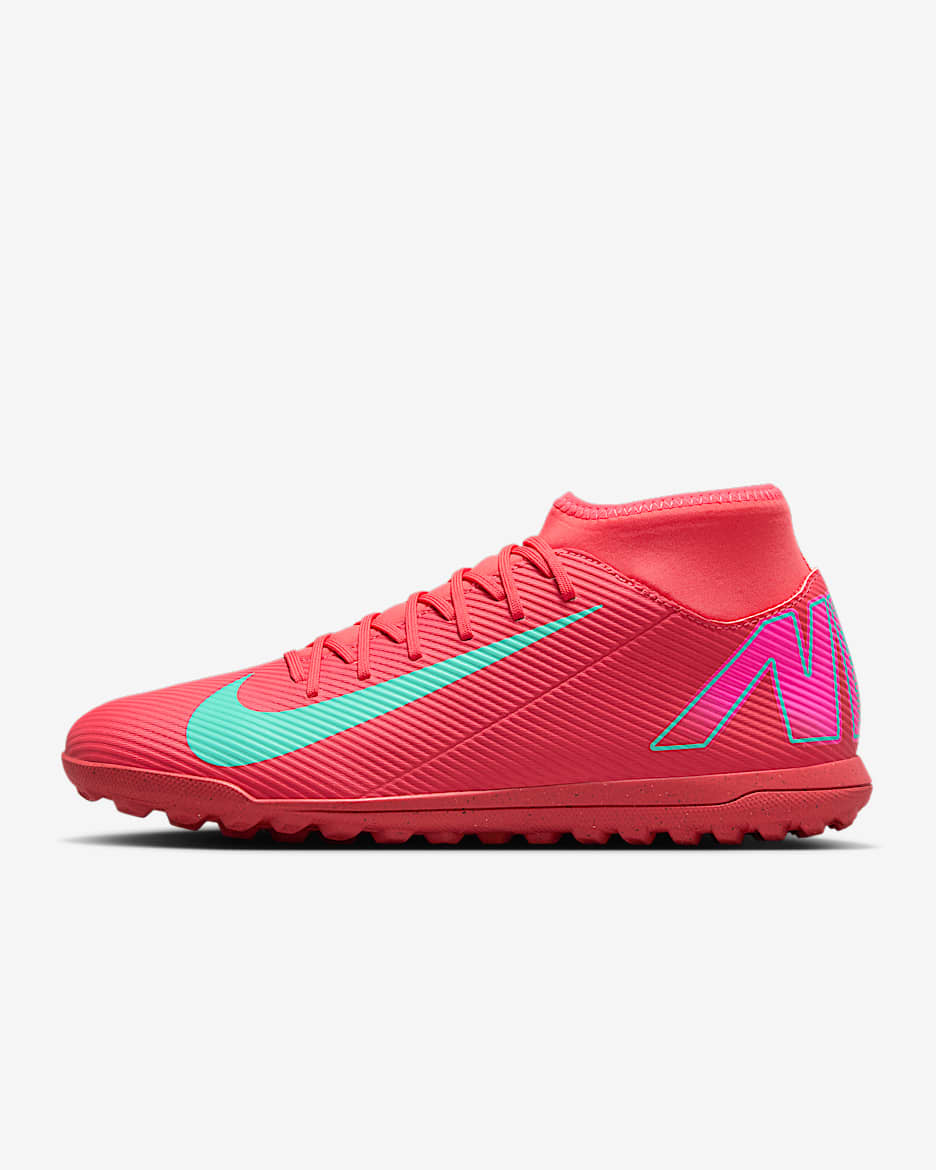 Nike Mercurial Superfly 10 Club TF High-Top Football Shoes - Ember Glow/Aurora Green