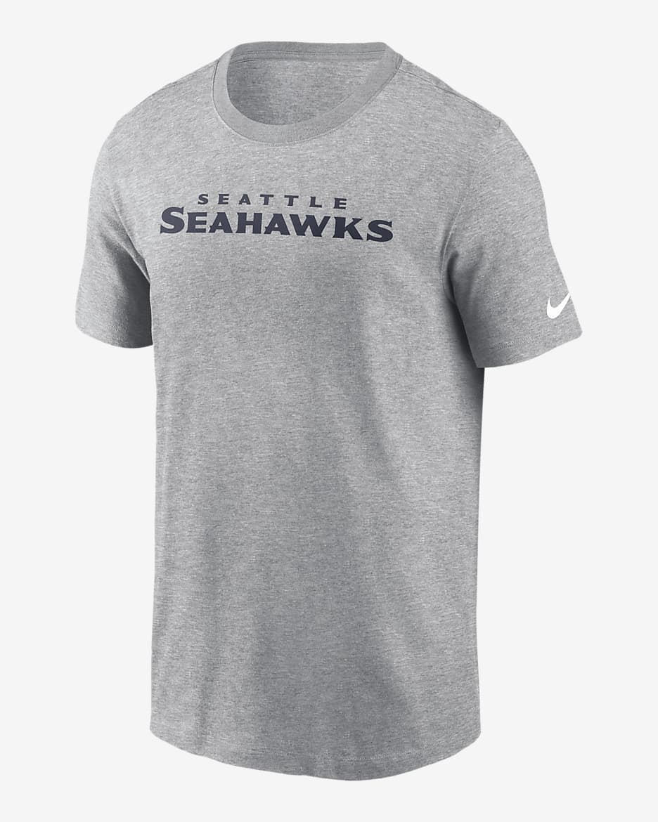 Seattle Seahawks Primetime Wordmark Essential Men's Nike NFL T-Shirt - Grey Heather