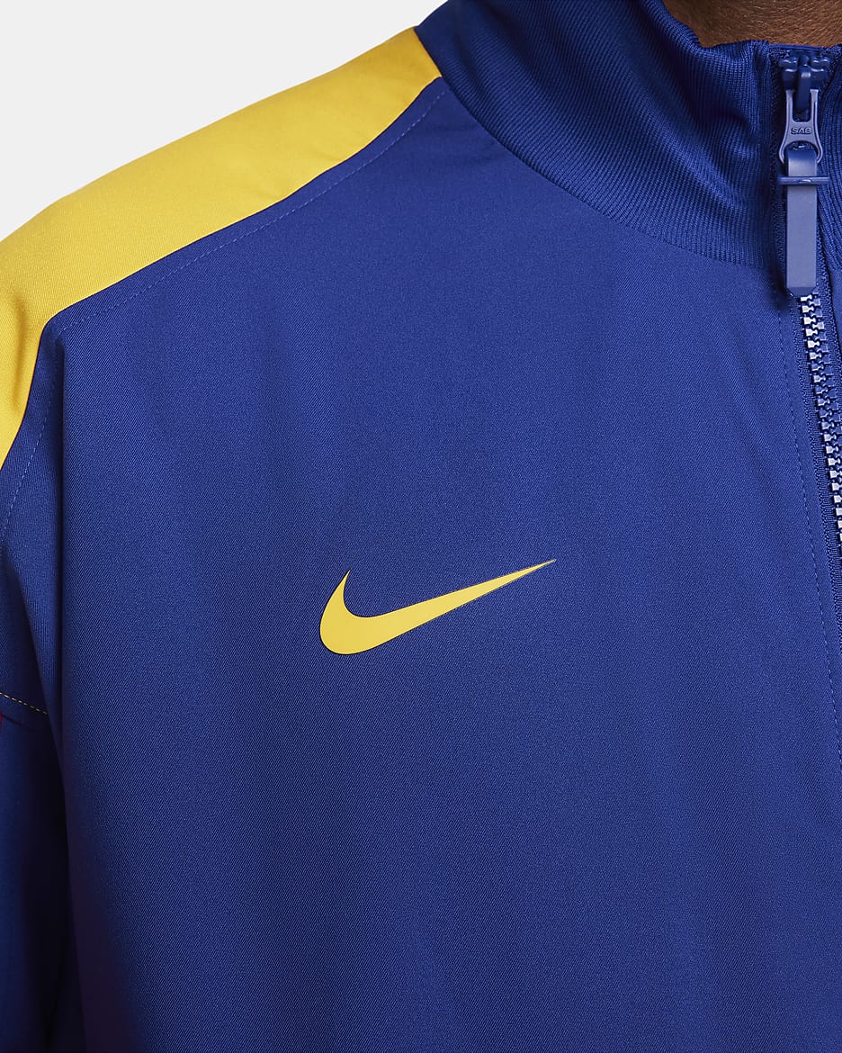 Track jacket da calcio Nike Dri-FIT FC Barcelona Strike – Uomo - Deep Royal Blue/University Red/University Gold/University Gold