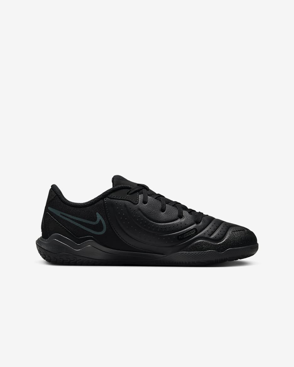 Fotbollssko för inomhusplan/futsal/street Nike Jr. Tiempo Legend 10 Academy med lågt skaft för barn/ungdom - Svart/Deep Jungle/Svart