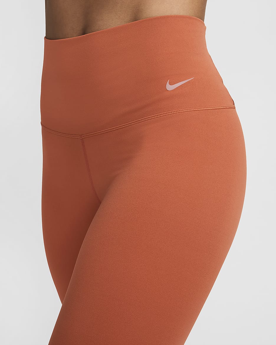 Nike Zenvy leggings i 7/8 lengde med lett støtte og høyt liv til dame - Burnt Sunrise/Svart