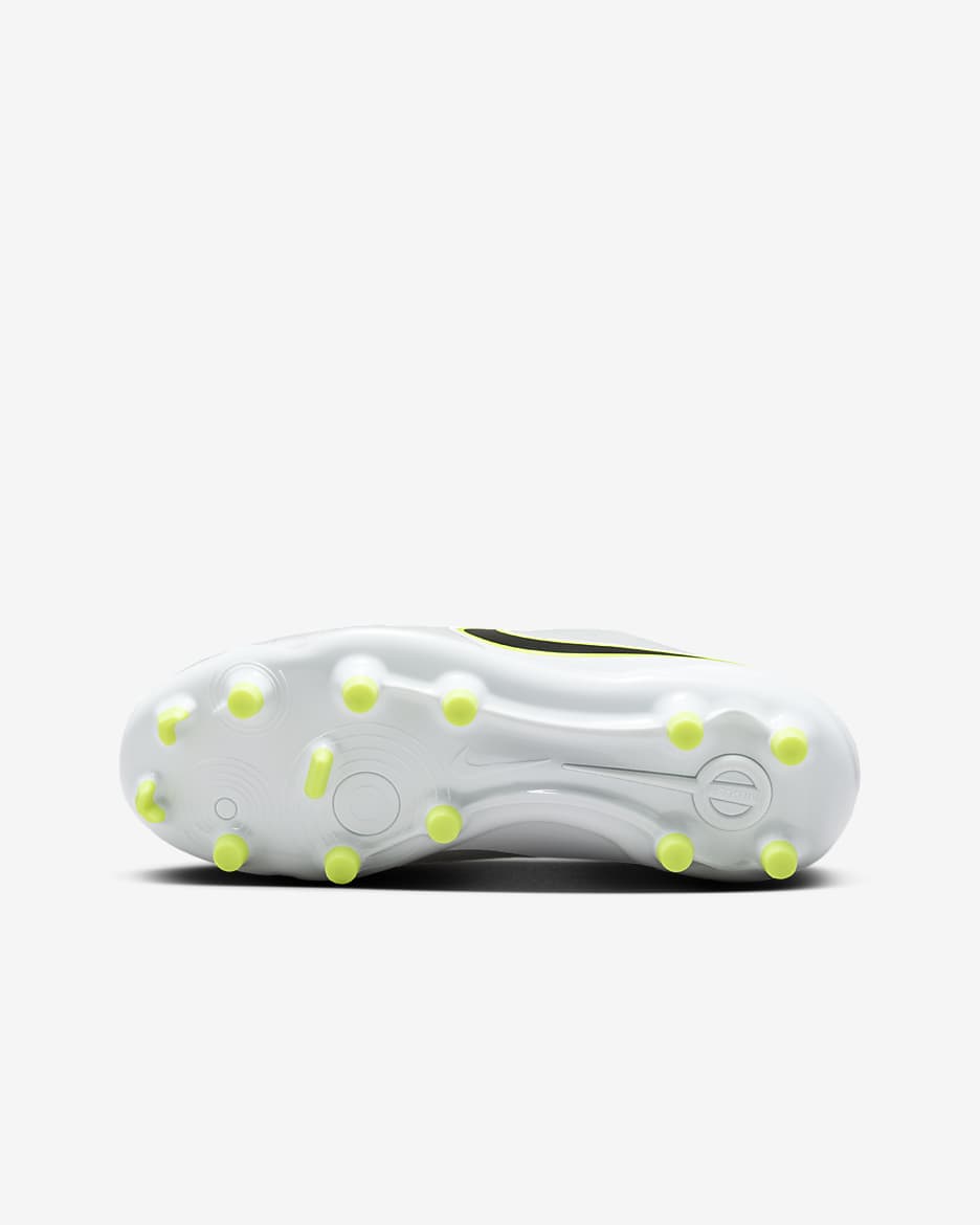 Nike Jr. Tiempo Legend 10 Academy low-top voetbalschoenen voor kleuters/kids (meerdere ondergronden) - Metallic Silver/Volt/Zwart