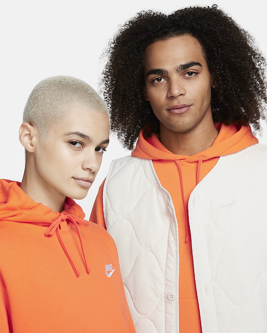 Nike Sportswear Club Fleece Pullover Hoodie - Bright Mandarin/Bright Mandarin/White