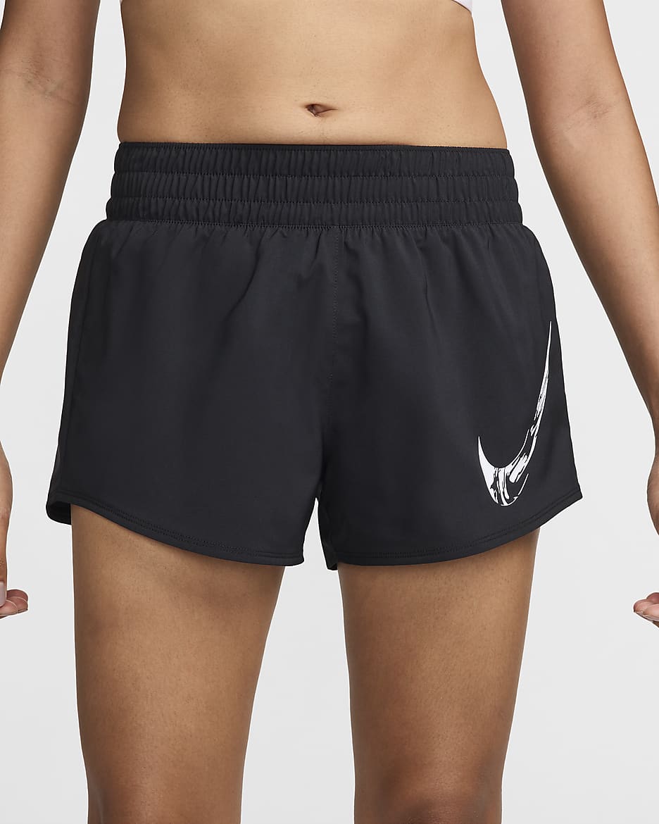 กางเกงขาสั้นเอวปานกลางมีซับในผู้หญิง Dri-FIT Nike One - ดำ/ขาว