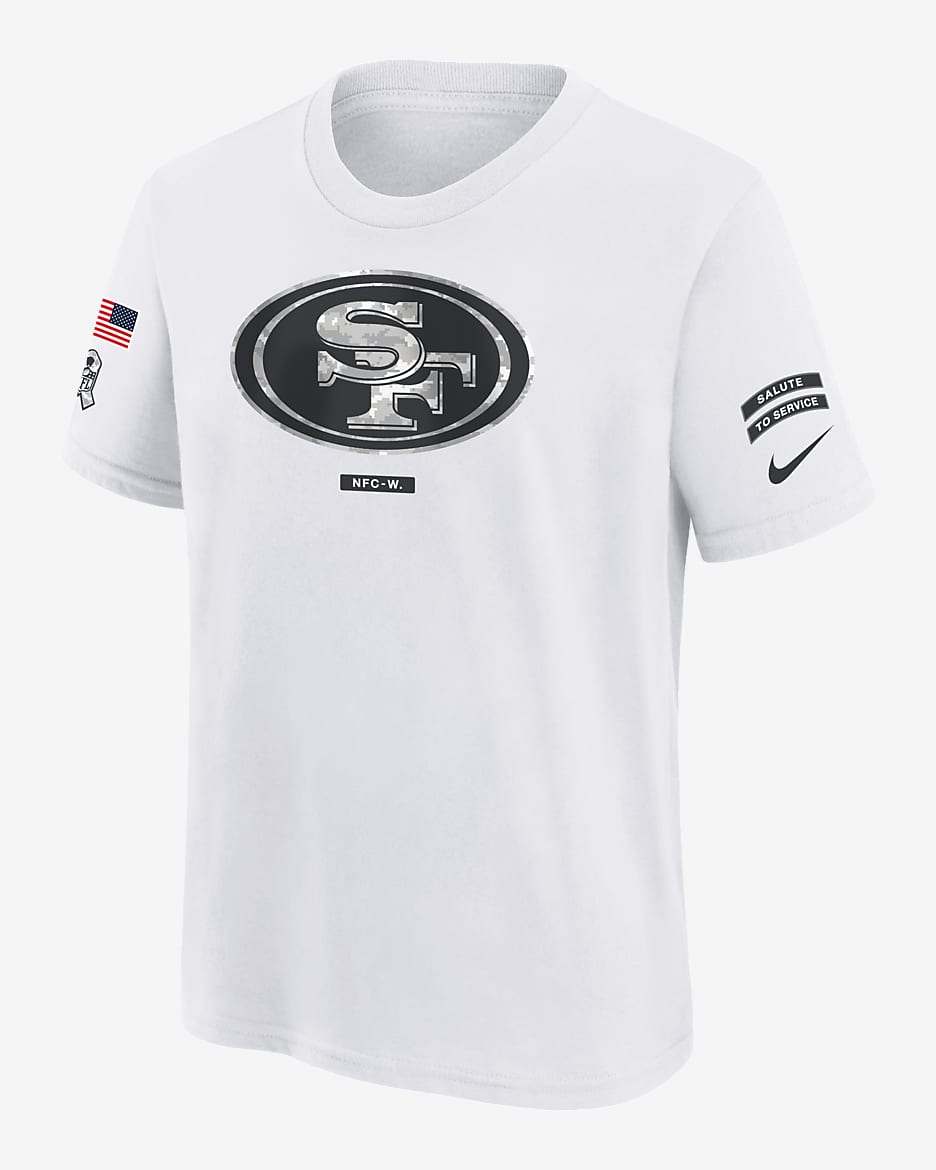 San Francisco 49ers Salute to Service Primary Edge Legend Big Kids' Nike Dri-FIT NFL T-Shirt - White