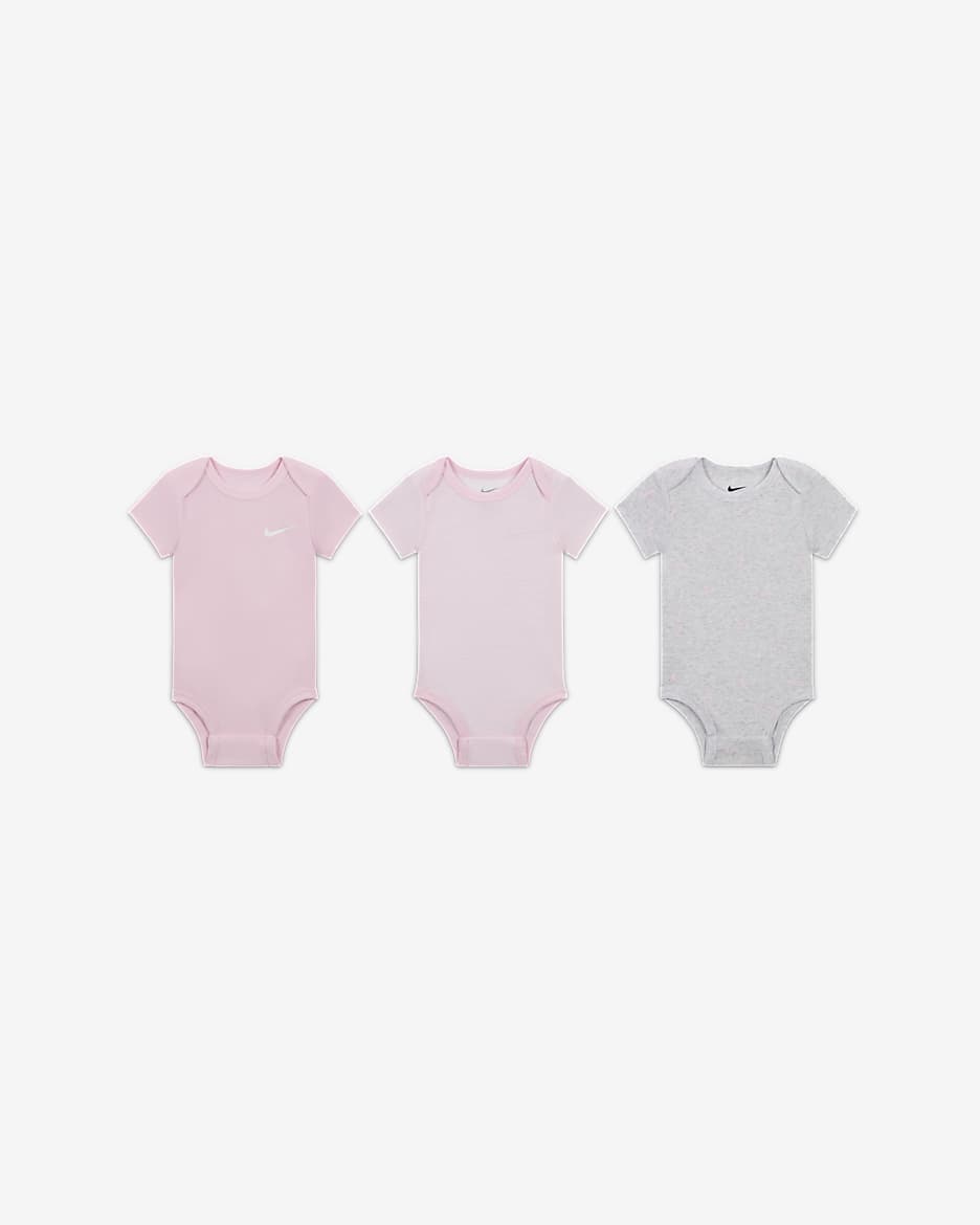 Paquete de tres bodys para bebé (0-9 M) Nike Baby Essentials - Multicolor/Abedul jaspeado