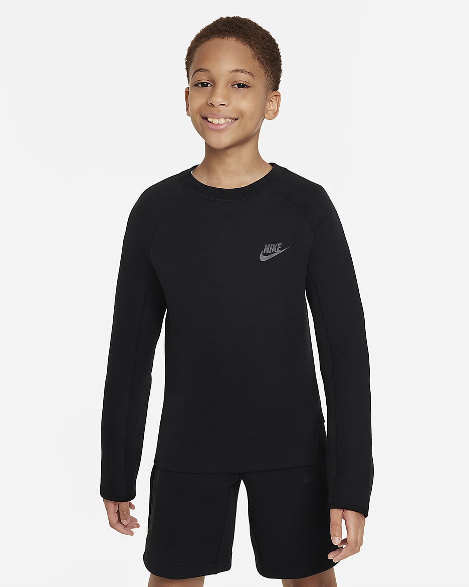 Nike Sportswear Tech Fleece Big Kids' (Boys') Sweatshirt - Black/Black/Black