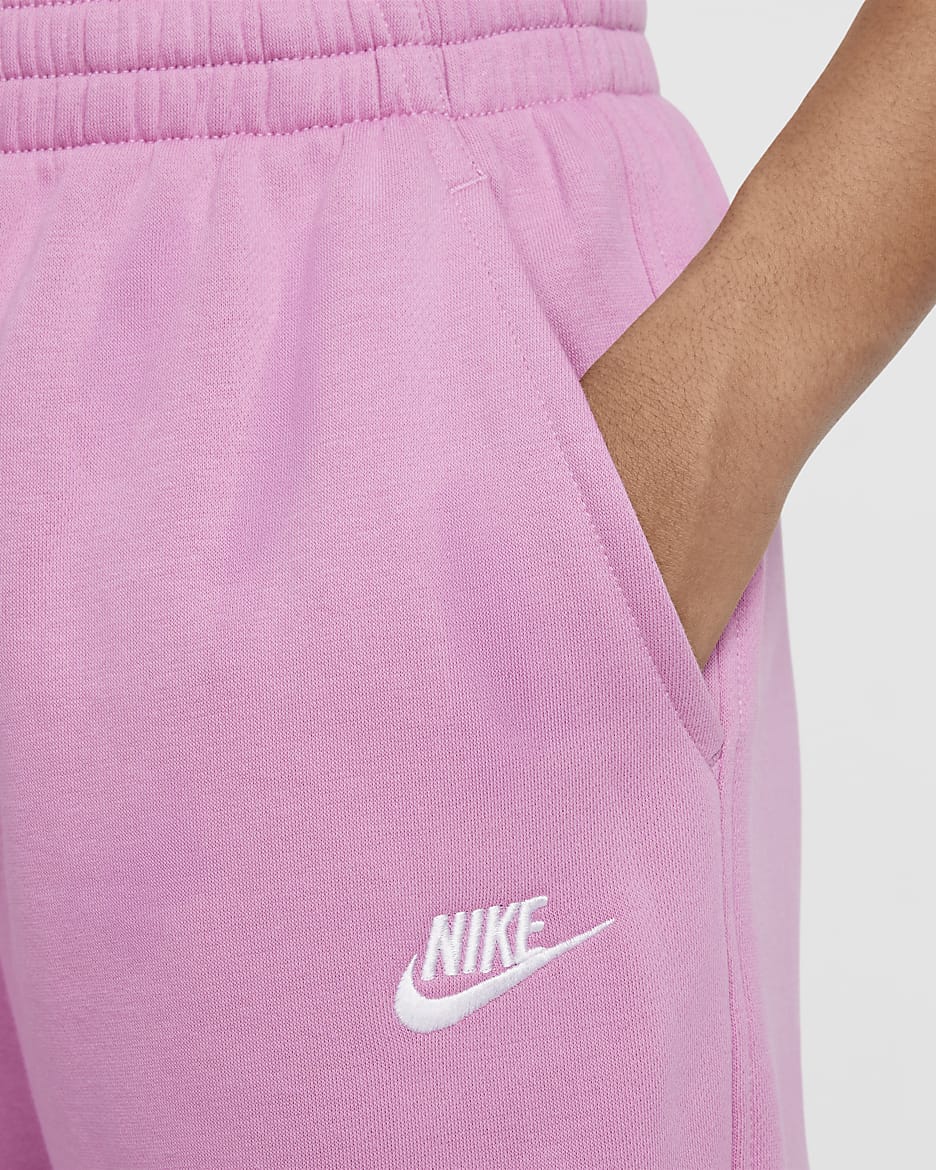 Nike Sportswear Club Fleece Big Kids' Loose Pants - Magic Flamingo/Magic Flamingo/White