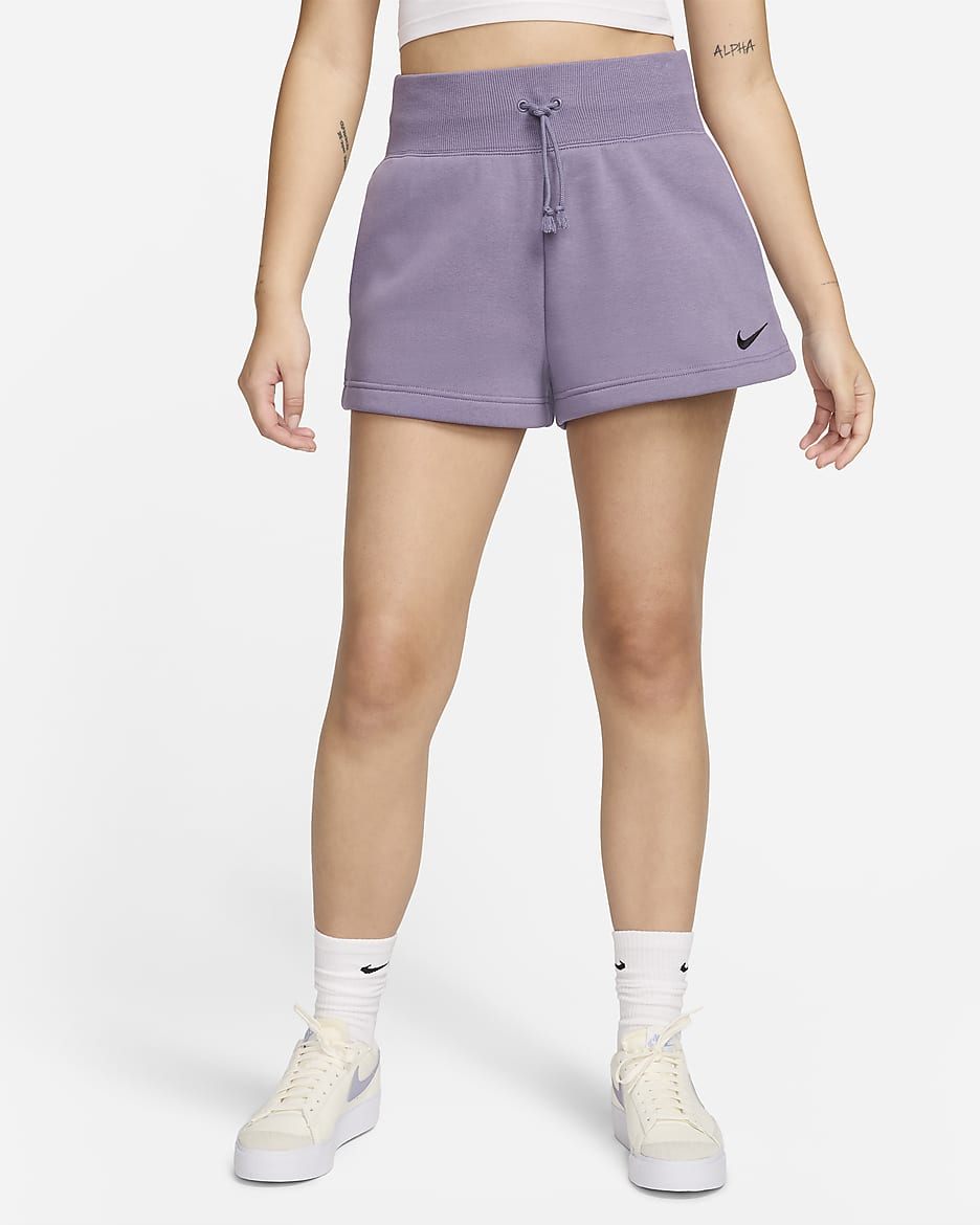 Shorts de ajuste holgado y tiro alto para mujer Nike Sportswear Phoenix Fleece - Alba/Negro