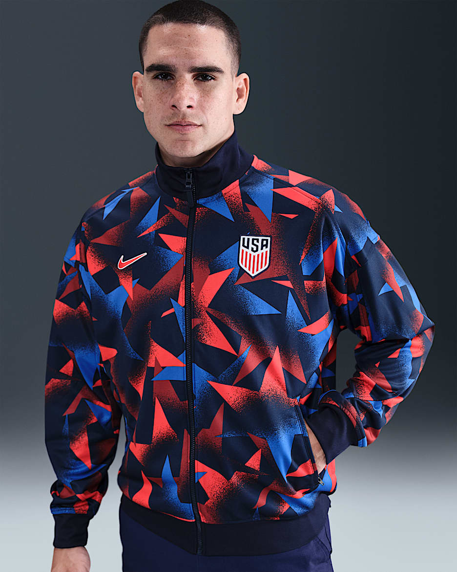 USMNT Academy Pro Men's Nike Dri-FIT Soccer Anthem Jacket - Obsidian/Challenge Red