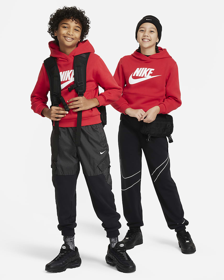 Sudadera con gorro para niños talla grande Nike Sportswear Club Fleece - Rojo universitario/Blanco