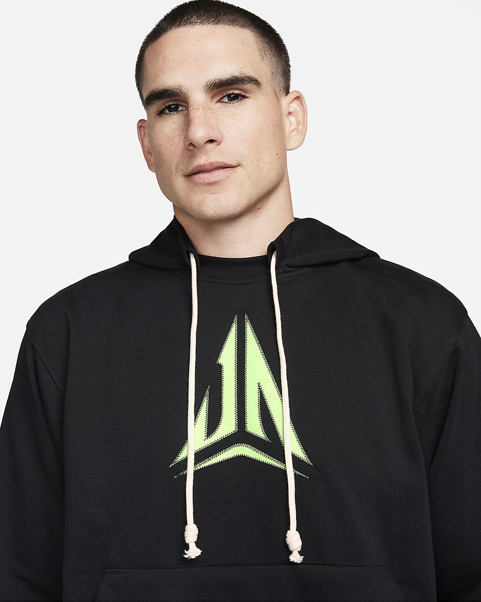 Hoodie pullover de basquetebol Dri-FIT Ja Standard Issue para homem - Preto/Lime Blast