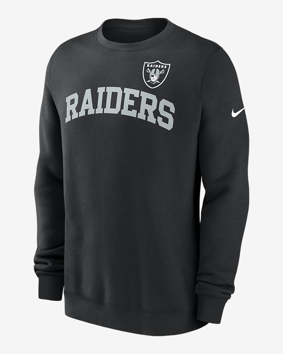 Sudadera de cuello redondo sin cierre Nike de la NFL para hombre Las Vegas Raiders Club - Negro