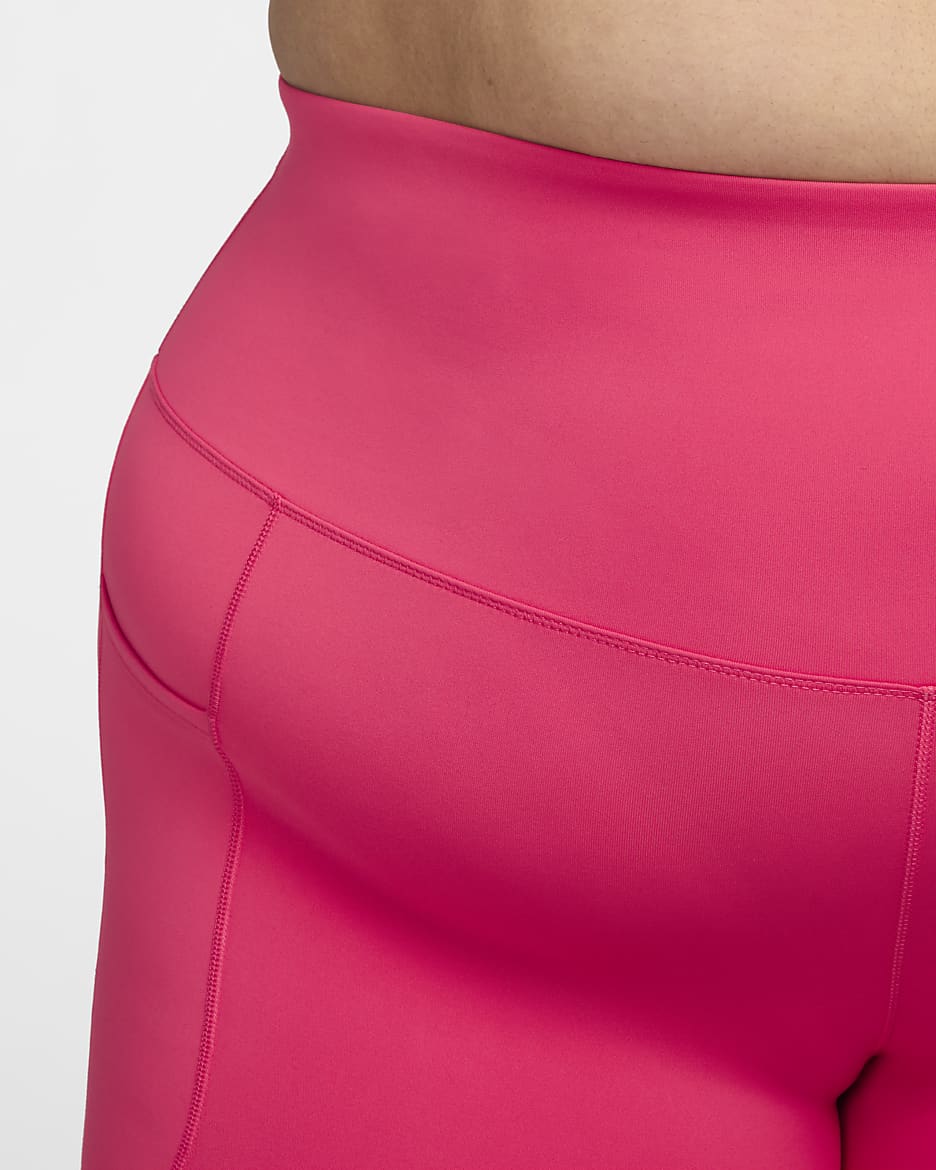 Nike One Women's High-Waisted 8" Biker Shorts with Pockets (Plus Size) - Aster Pink/Black