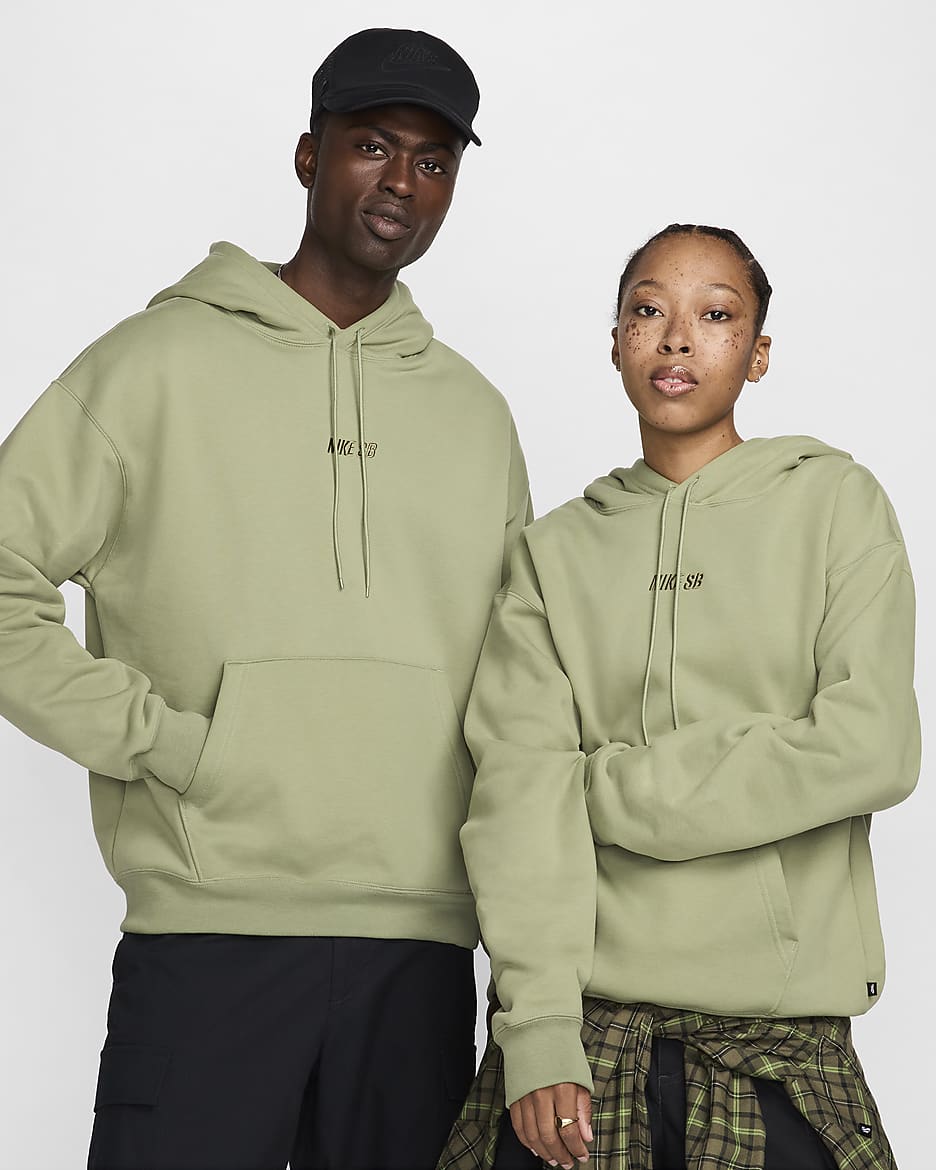 Nike SB Sudadera con gorro sin cierre de skateboarding de tejido Fleece - Verde aceite/Oliva medio