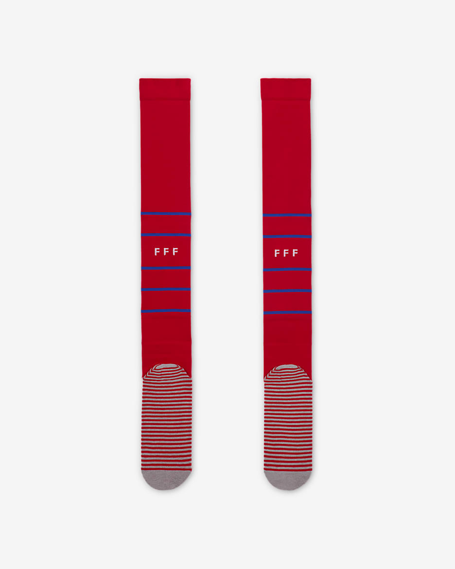 Chaussettes de foot montantes Nike Dri-FIT FFF Strike Domicile - University Red/Bright Blue/Blanc