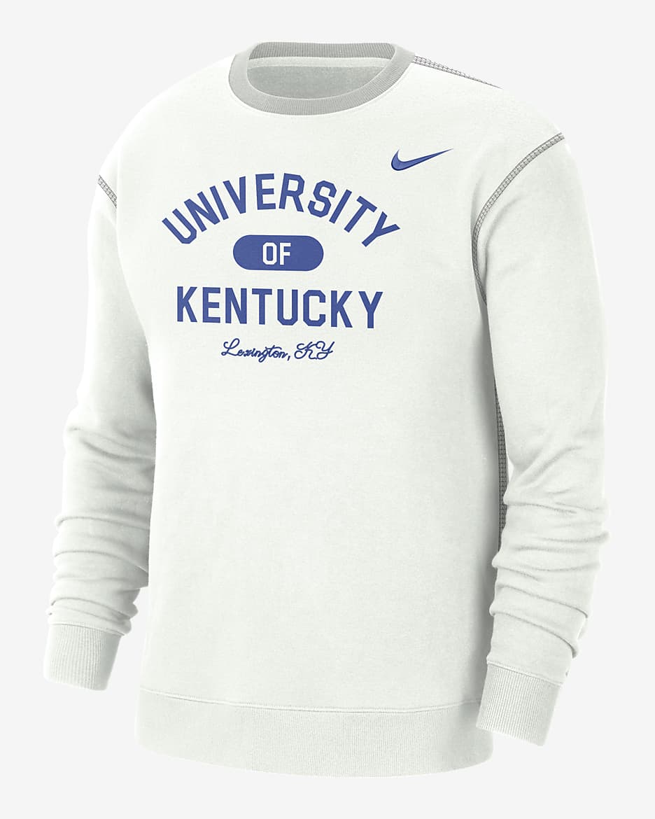 Kentucky Men's Nike College Crew-Neck Top - Summit White/Grey Fog/Game Royal