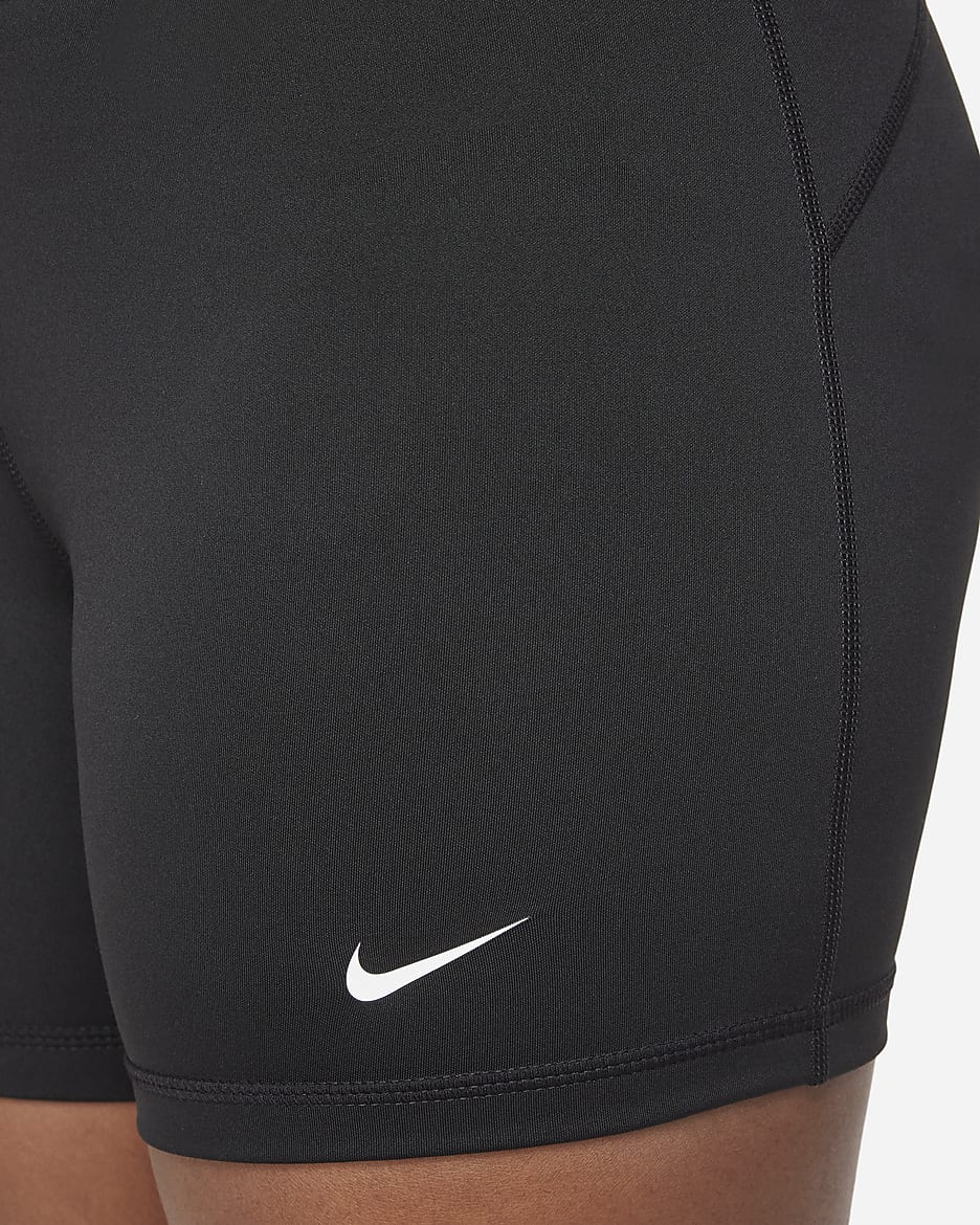 Nike Pro Dri-FIT-shorts til større børn (piger) (udvidet størrelse) - sort/hvid