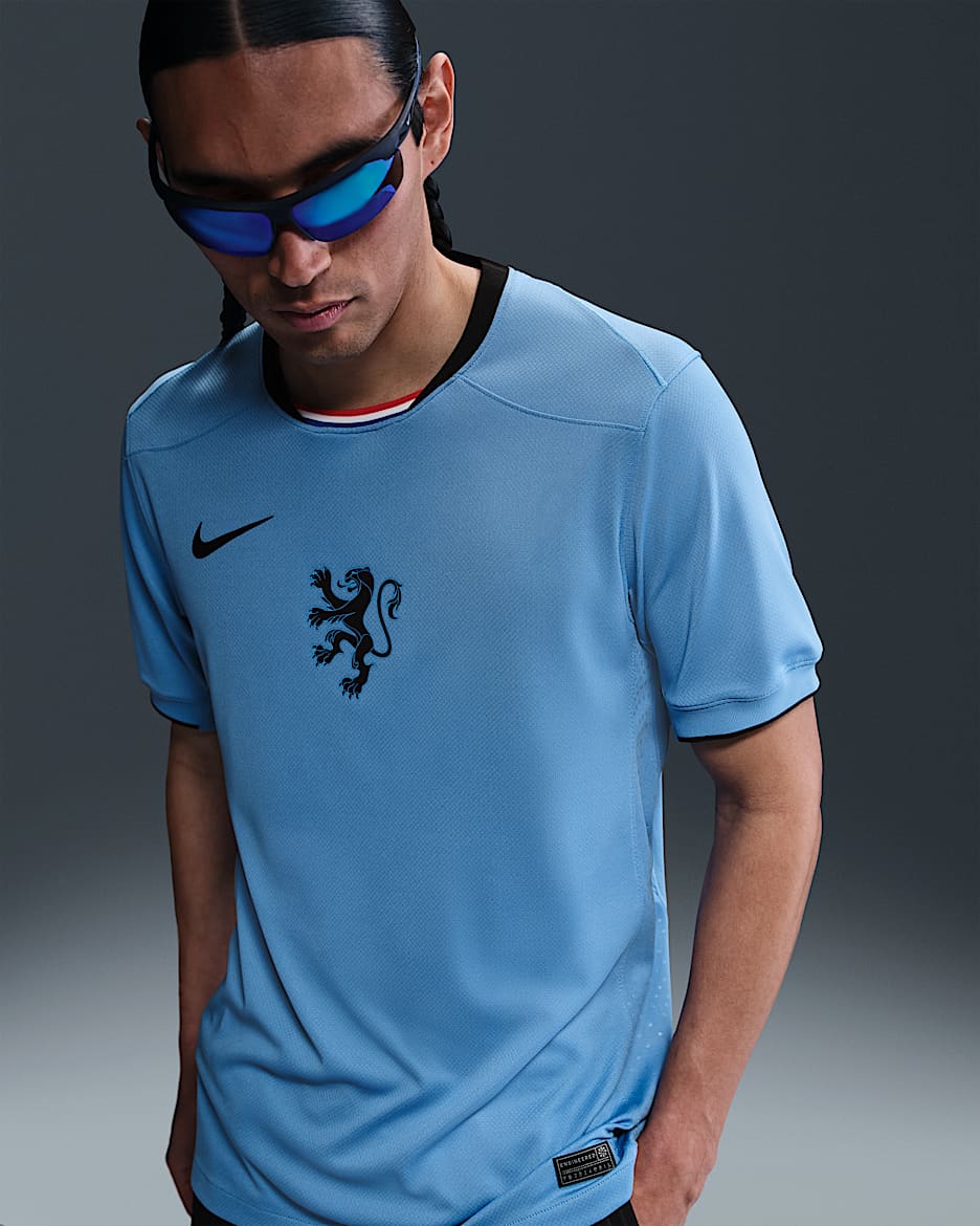 Netherlands 2025 Stadium Away (Women's Team) Men's Nike Dri-FIT Soccer Replica Jersey - Blue Beyond/Black