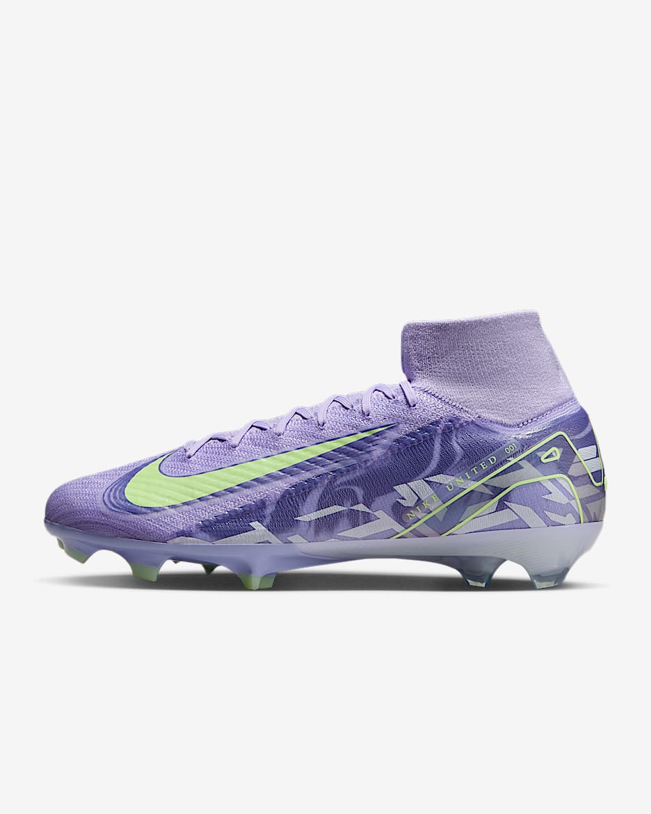 Nike United Mercurial Superfly 10 Elite FG High-Top Soccer Cleats - Purple Agate/Barely Volt