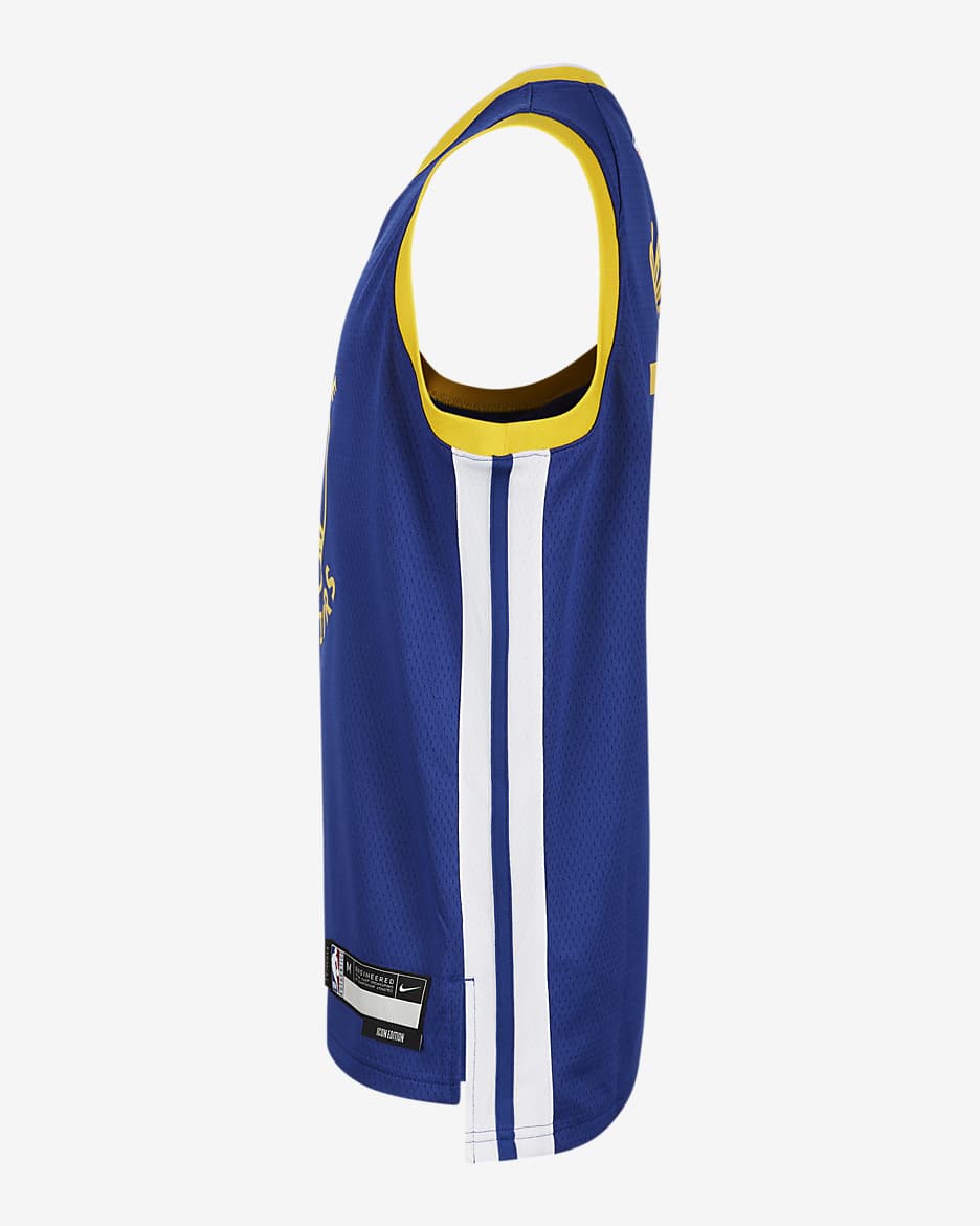 Golden State Warriors Icon Edition 2023/24 Nike NBA Swingman Trikot für ältere Kinder - Rush Blue