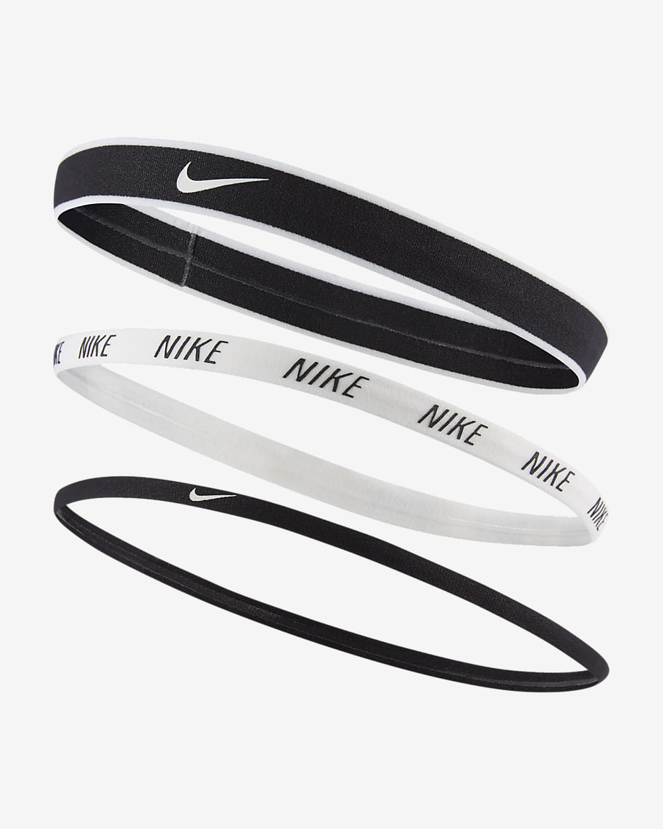 Fitas para o cabelo com diferentes larguras Nike (conjunto de 3) - Multicolor/Preto/Branco/Preto