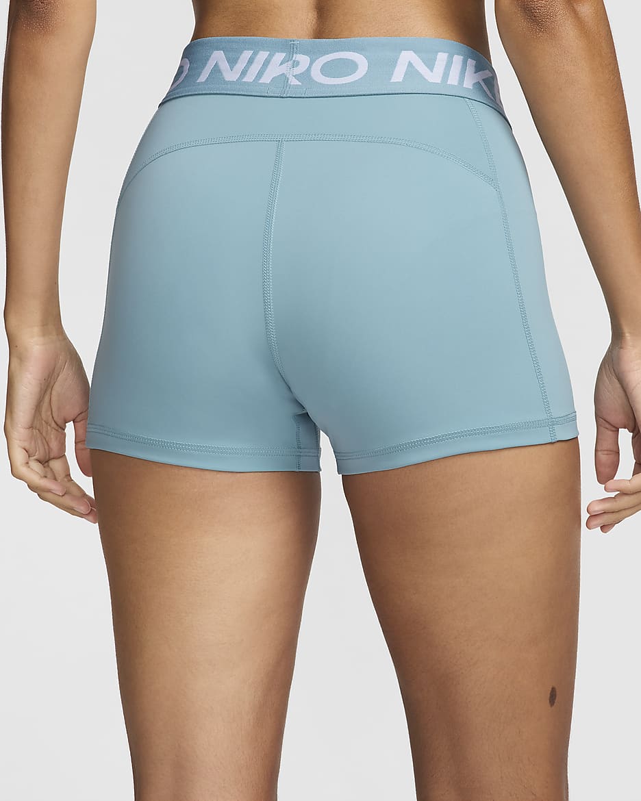 Calções de 7,5 cm Nike Pro para mulher - Turquesa Denim/Branco