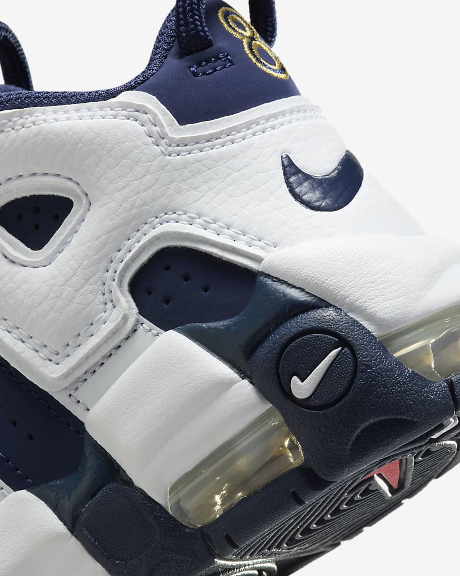 Nike Air More Uptempo Little Kids' Shoes - White/Metallic Gold/University Red/Midnight Navy