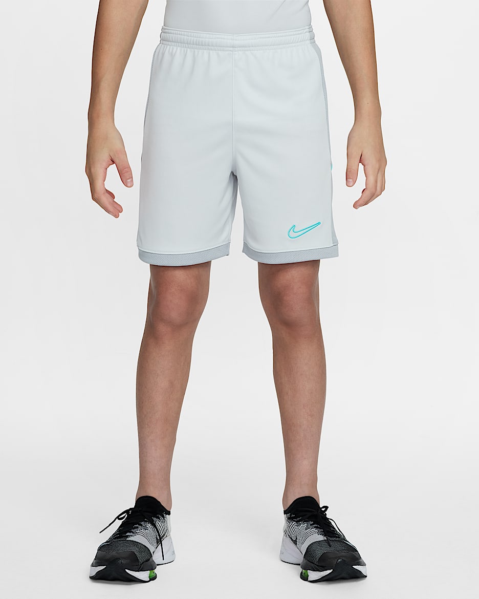 Nike Academy Older Kids' Dri-FIT 18cm (approx.) Football Shorts - Photon Dust/Light Smoke Grey/Dynamic Turquoise