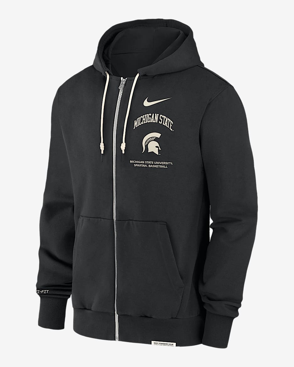 Michigan State Spartans On-Court Basketball Men’s Nike Dri-FIT College Full-Zip Hoodie - Black