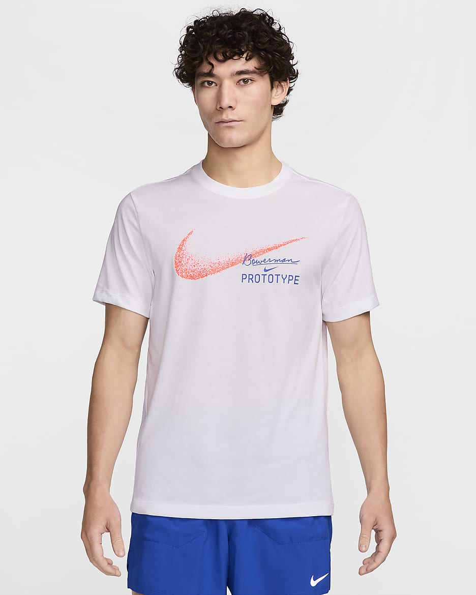 Nike 男款 Dri-FIT 跑步 T 恤 - 白色